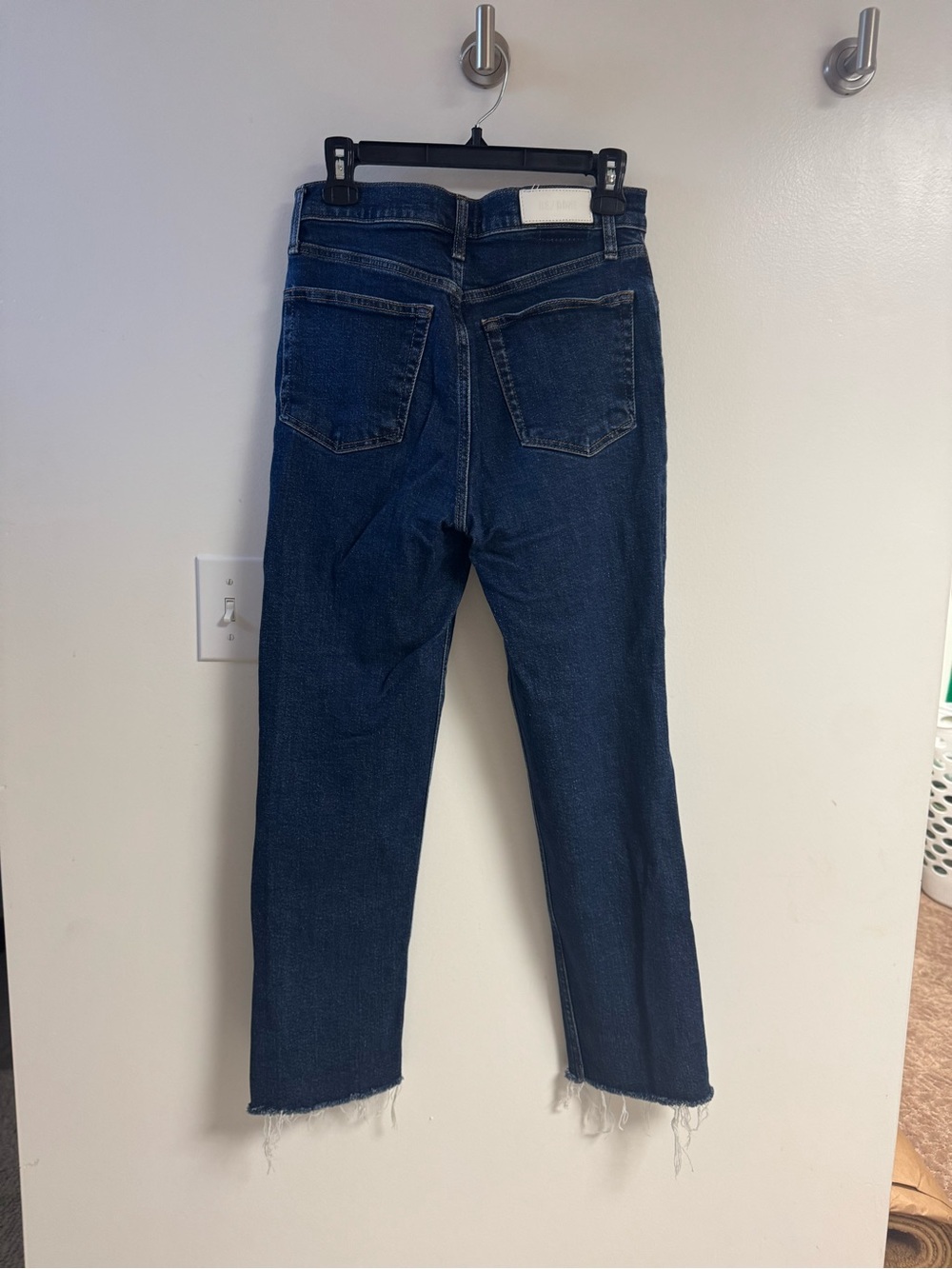Re/Done Dark Blue High-Rise Straight Leg Jeans